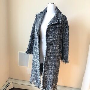 Zara tweed fringes long coat S